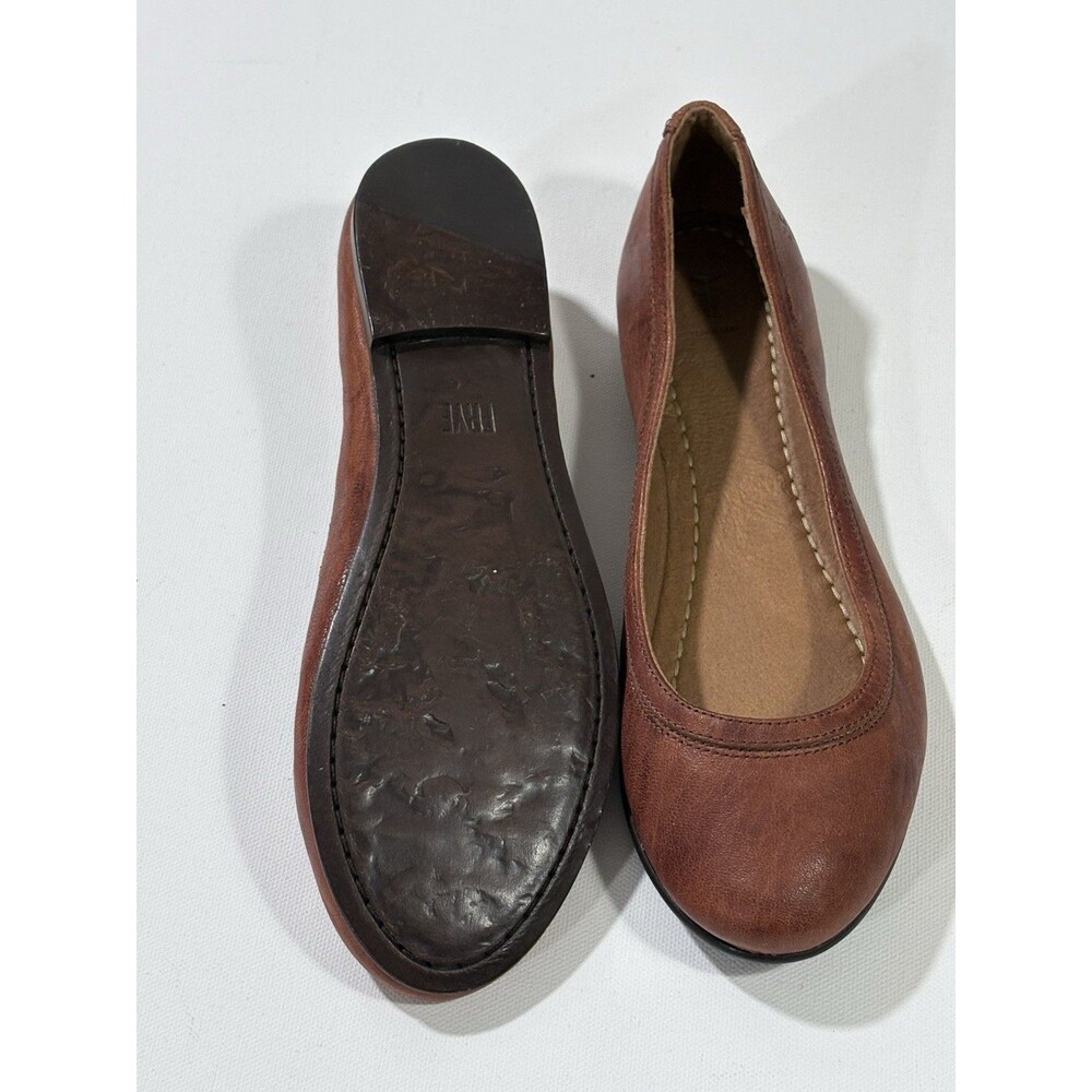Frye Carson Ballet Flats Women's Size 8.5 Cognac Slip On Leather Shoes